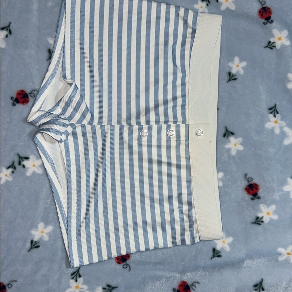 Blue and White Striped Shorts